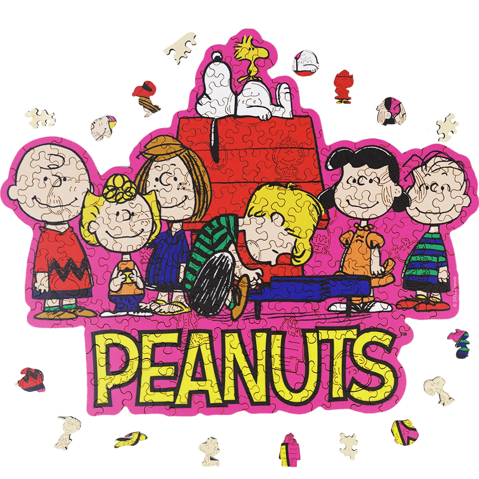 PEANUTS Officially Licensed Snoopy Friends Wooden Adult Puzzle, Laser-Cut 200 Unique Shaped Pieces, 5MM Thick, 13"x11", Eco-Friendly Packaging, Collectible, Discovery & Challenge, Ideal Birthday Gift for Families, 13" X 11", Birthdays, Collectible Value,,