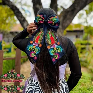 bow embroidered virgin of guadalupe mexican bow