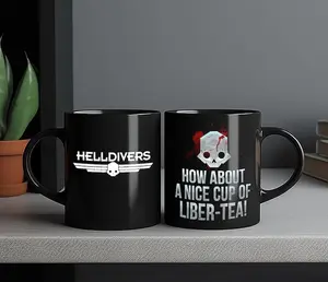The How About a Nice Cup of Liber-Tea Mug, Helldivers 2 Inspired Mug, merch for the ultimate gamer, Gift for Gamer, Helldivers Inspired Mug, coffee mug svg, Mothers Day Mug, ceramic coffee mug, Helldivers 2 Mug, For Democracy Mug Classic Drink Washable