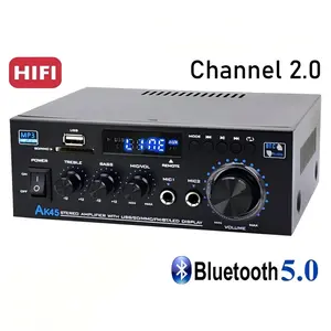 Ak45 Power Amplifier, 40w Rms X 2, 300w Max, Wireless Audio Transmission, HiFi 2.0 Channel, USB SD Rca, Dual Mic Input, Home Entertainment