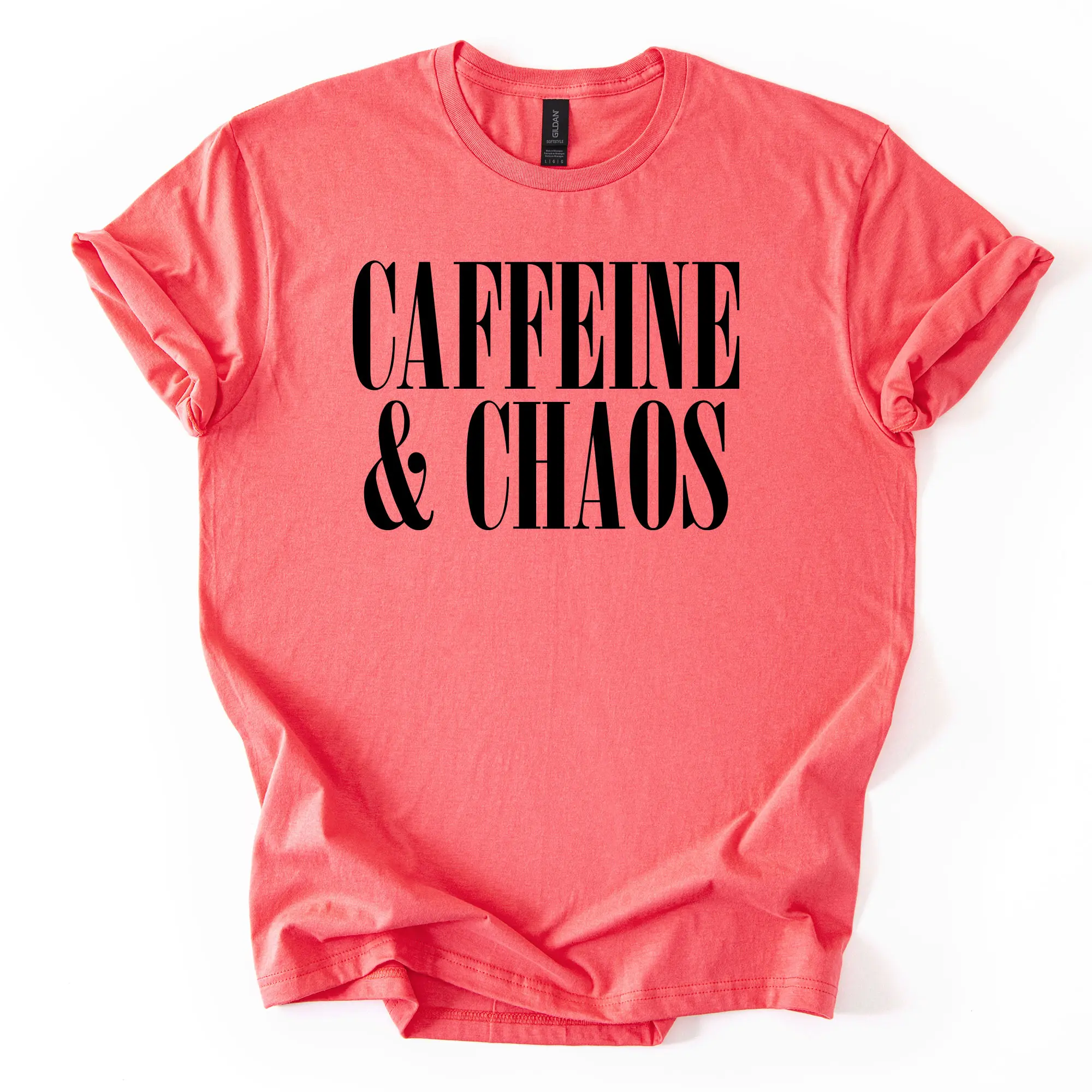 Caffeine & Chaos Graphic Tshirt, Funny Graphic Tees, Unisex Apparel, Relaxed Fit, Soft Print