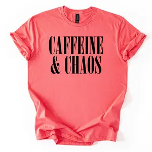 Caffeine & Chaos Graphic Tshirt, Funny Graphic Tees, Unisex Apparel, Relaxed Fit, Soft Print