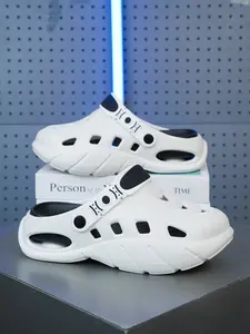 2026 New Men's Summer Color-blocked Breathable Hollow Shoes, Soft & Elastic, No Rubbing Feet, Comfortable for Long Wear, Dual-purpose Outdoor Slippers