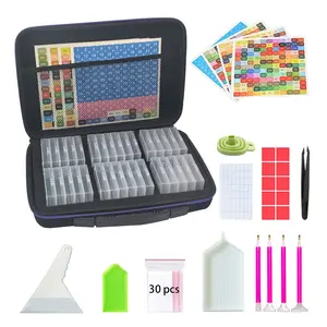 Diamond Painting Storage Box, Canvas Organizer with Diamond Pen, Portable Jewelry Container, Multi-Functional Craft Kit