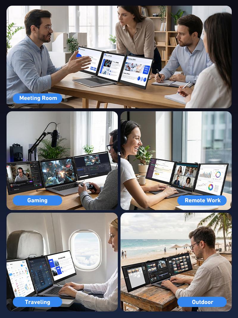 Cevaton 14" Dual-Screen Laptop Monitor Extender, Ultra-Slim Portable External Display, Foldable Dual Monitor Extender for 13.3"-17.3" Laptops, Dual Screen Setup for Multitasking & Travel #TikTokBackToSchool