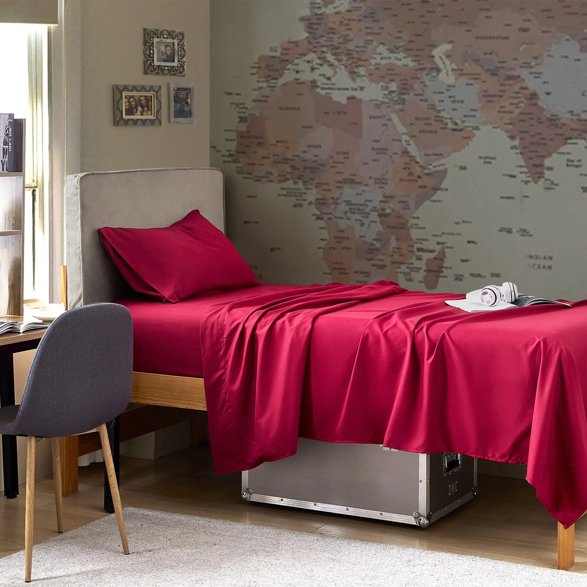 Supersoft Microfiber Twin XL Bedding Sheet Set - Scooter Red