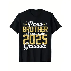 a Proud Brother Of a class of 2025 Graduate Senior Graduation T-ShirtKids Boys Girls Trendy Cotton Tops Short Sleeve, Street Style Short Sleeve Tee, Comfort Tee, Casual Summer Tee, Must-have Fashionable Tee