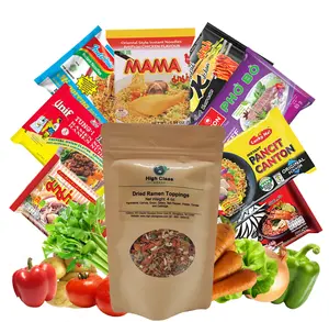 High Class Grass Ramen Noodles with Toppings, 8 Mystery Instant Noodle Packets with Dehydrated Vegetable Flakes