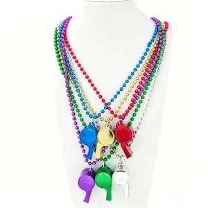 10pcs Plastic Whistles, Football Sports Theme Party Necklace, Mardi Gras Festival Party Bead Necklace, Fun Accessories for Events