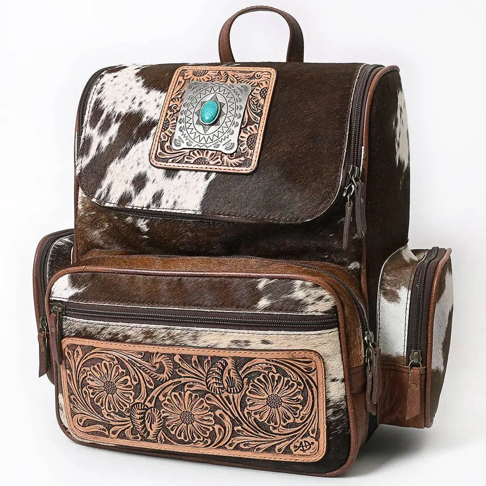 ADBG860A Dark Brown Cowhide Concho BACKPACK Bag CCW Concealed Carry Western Tooled Leather American Darling