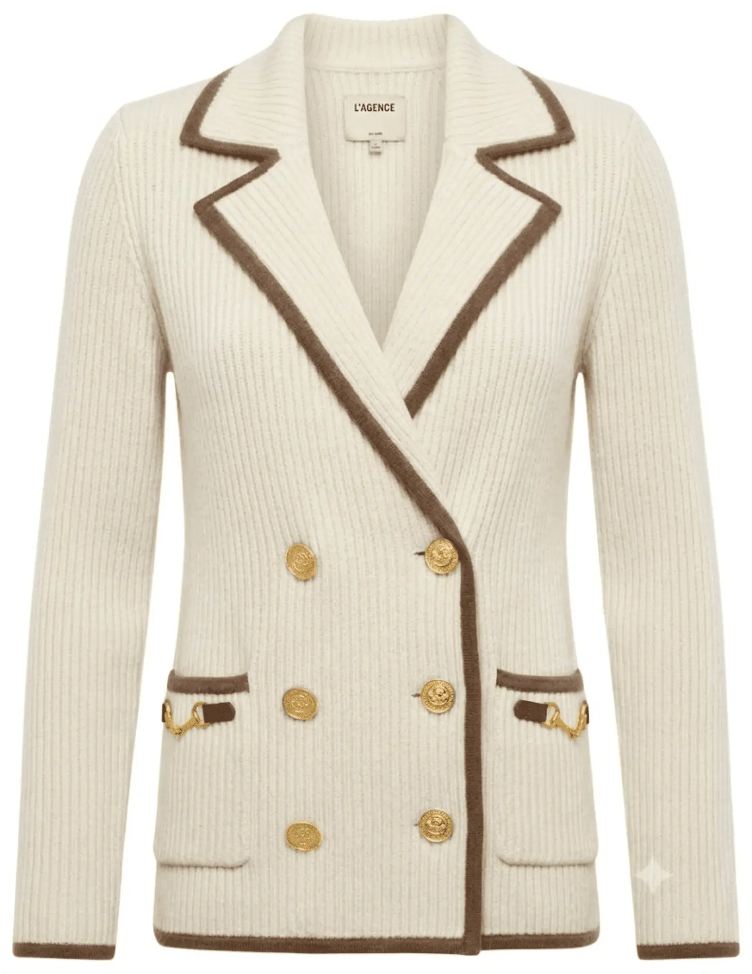 PRE-ORDER-L'AGENCE Ranch Knit Blazer in Ivory & Dark Cappuccino