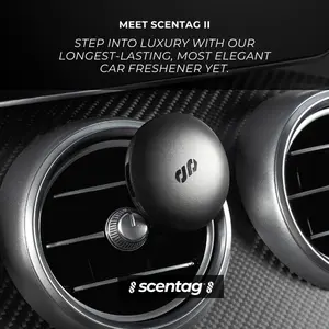 Scentag II Car Air Freshener - Car Fragrance Deodorizer With Ceramic Diffuser Stone, Aluminum Alloy with Magnetic Top Cover, Air Vent Clip - Long Lasting Scent,Natural Essential Oils