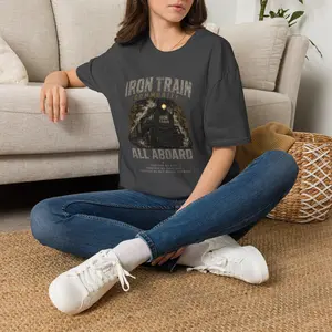 Iron Train Community All Aboard Shirt – Vintage Steam Locomotive Graphic Tee, Blue Collar Motivation T-Shirt, Resilience Belief Growth Action Apparel, Railroad Lifestyle Shirt, Inspirational Train...
