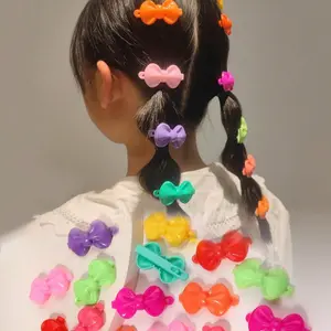 20pcs Girls' Cute Heart Shaped Hair Clips with Bow Knot & Flower Shaped Plastic Hair Accessories Perfect for Daily Life or Vacation Use