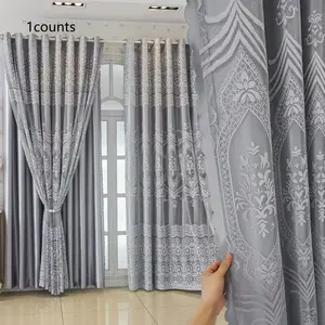 Double Layer Finished Curtains, Physical Sunblock Insulation Thermal Noise Reduction, Easy Installation with Holes, Home Decoration Curtain