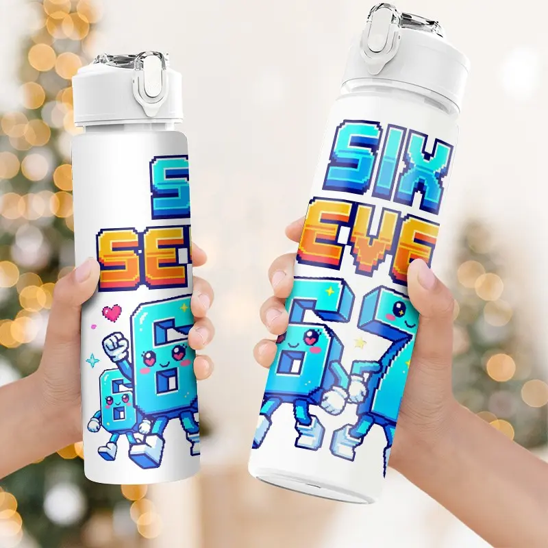 1pc Italian Brainrot Six-Seven Funny 67 Plastic Water Bottle | Six