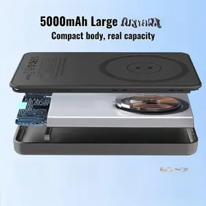 MagSafe Solid Power 5000mAh Magnetic Power Bank Non-flammable with Solid State Battery Technology for Enhanced Safety & Fast Charging 20W PD Wired & 15W Qi2 Wireless Compact Desert Gold - Phone