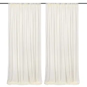 Chiffon Backdrop Curtain Ivory 5ft x 10ft 2 Pieces Cream Chiffon Curtains Beige Sheer Curtain Backdrop Wedding