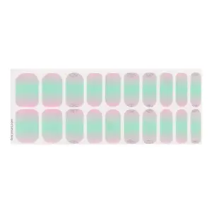 Mint Pink Ombre Nail Strips No UV Light Needed Lasting Nail Wraps 20 Pcs Sheet Double-Ended Easy Application & Removal