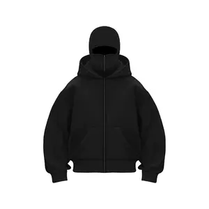 Men'S Double Hat Mask Zipper Design Winter Windproof Hoodie Sports Jacket Outdoor Activities Hiking Travel Running Sweatshirt ﻿ NONE