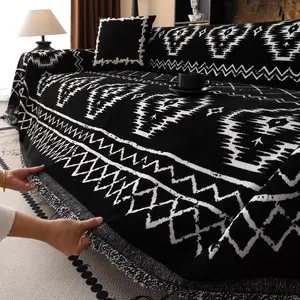 Boho Style Geometric Pattern Sofa Cover, 1 Count Non-slip Sofa Slipcover, Decorative Sofa Cover for Home Living Room, Home Decor, Sofa Couch Covers