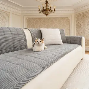 Classic Fashion Striped Texture Sofa Cover, Soft Skin-Friendly Sofa Pad, Soft Sofa Protector, Scratch-Resistant, Dustproof, Dirt Resistant, Pet Friendly