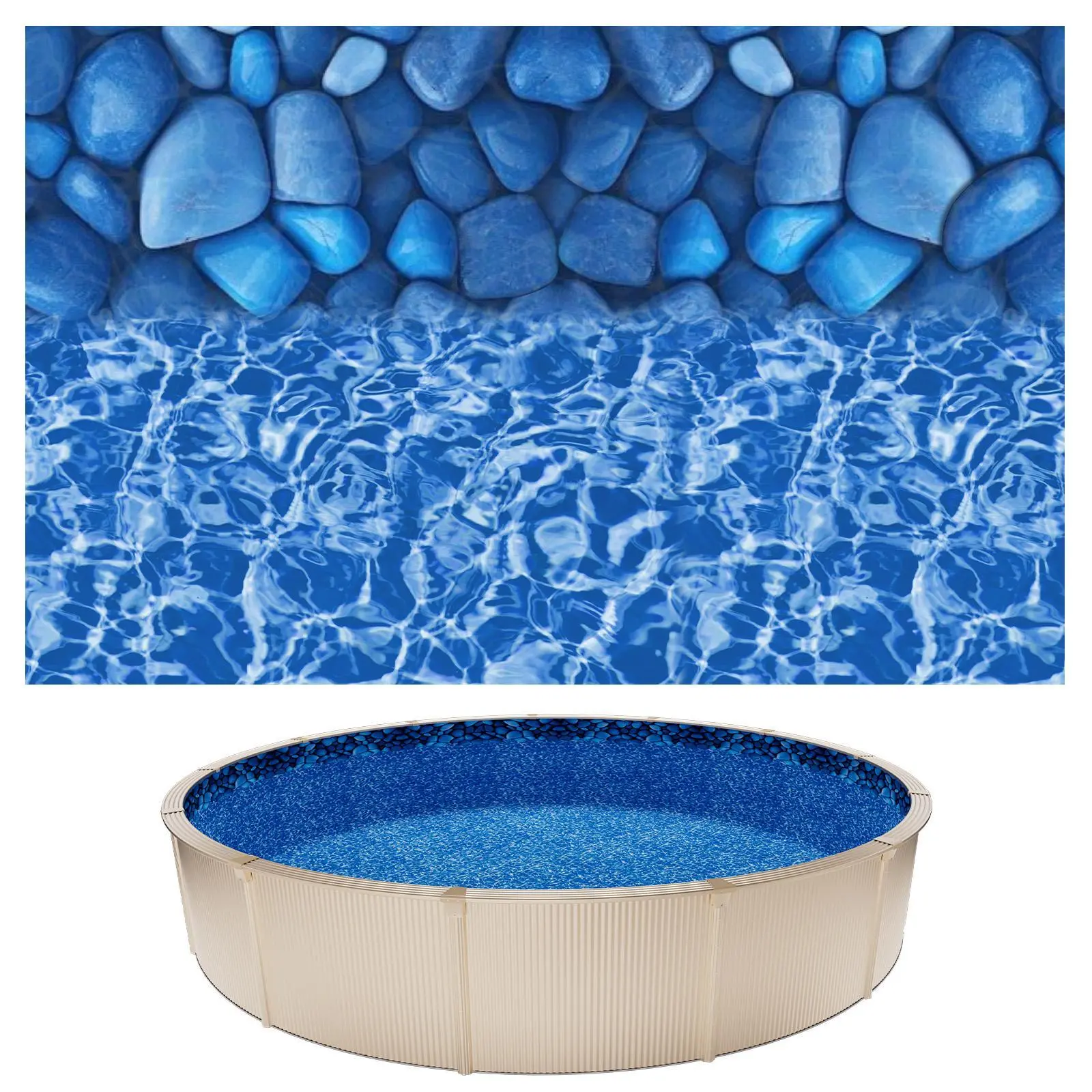 VEVOR 24ft Pool Liner, Round Overlap Swimming Pool Liner for 52 in Wall Height, Premium Vinyl, Easy Install with Leak-Proof Patches, Designed for Steel Sided Above-Ground,Outdoor, Boulder Swirl#SohoChic