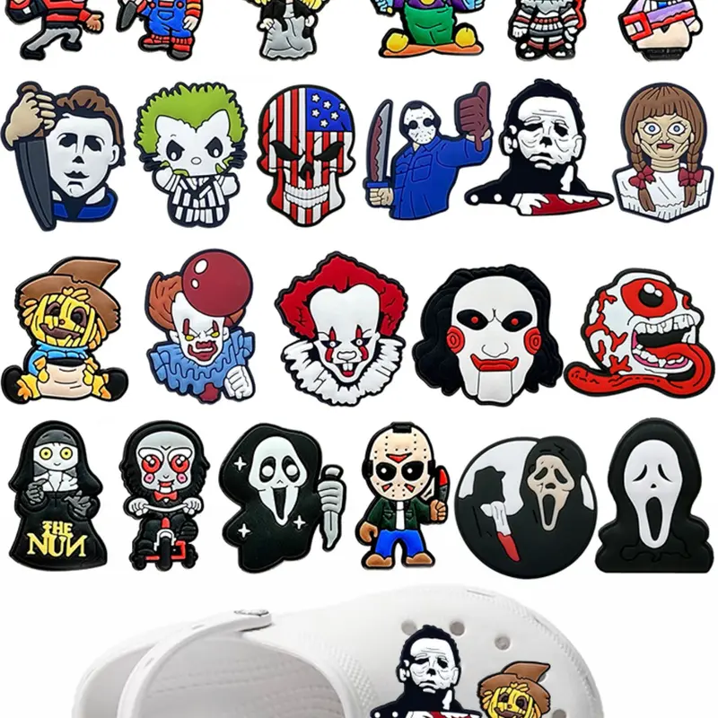 23pcs Cartoon Shoe Charms PVC Decorative Shoe Accessories DIY Shoes Buckle Decorations fit Clog Sandal Wristband Party Kids Gifts Cute Shoe Decorations