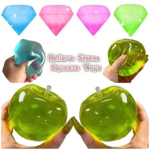 Squishy Green Apple Stress Ball Soft Fidget Sensory Toy for ADHD Autism Slow Rebound Squeeze Toy for Adults Kids Christmas Gift
