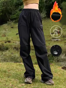 Women's Winter Fleece Lined Windproof Waterproof Pants, Outdoor Hiking Trekking, Mountain Climbing Camping, Fall & Winter Gear