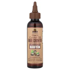 Okay Pure Naturals Black Castor Oil, Hair Growth Natural Oil Infused with Biotin, 4 fl oz (118 ml)