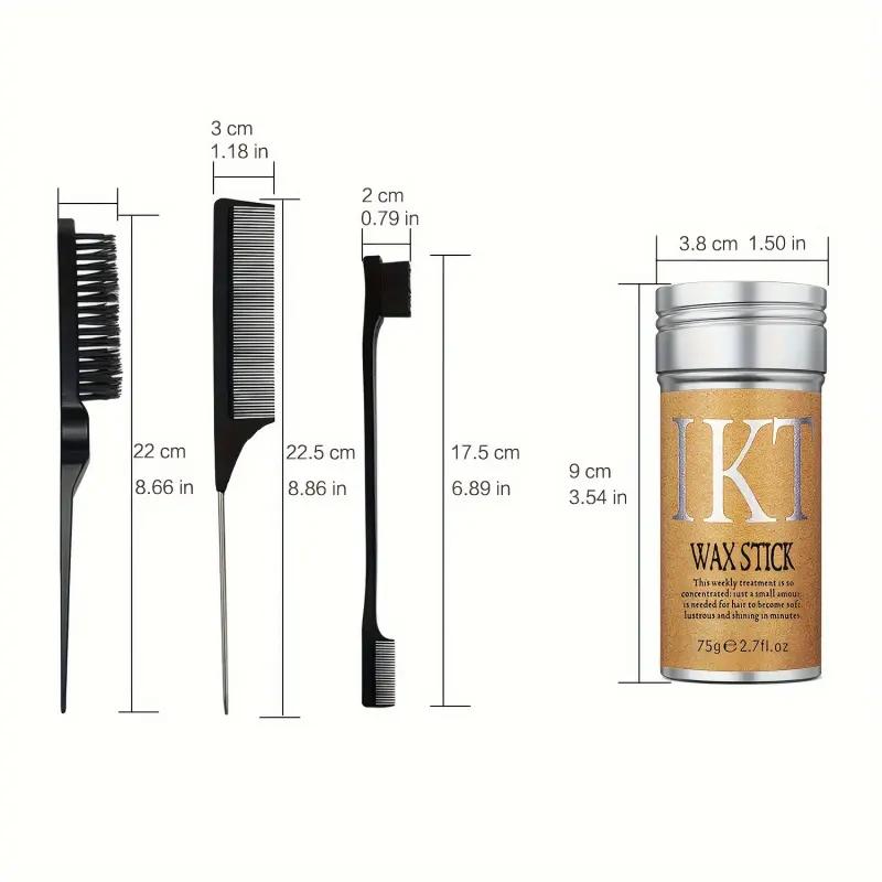 4 Counts Hair Styling Wax Stick Set with Brush & Combs, Long Lasting Non-Greasy Hair Wax Stick for Flyaways, Wigs & Loose Strands, Moisturizing Non Sticky Hair Styling Product for Men Women, Sleek Shine Finish 4 Counts Hair Styling Wax Stick Set with Brush & Combs, Long Lasting Non-Greasy Hair Wax Stick for Flyaways, Wigs & Loose Strands, Moisturizing Non Sticky Hair Styling Product for Men Women, Sleek Shine Finish