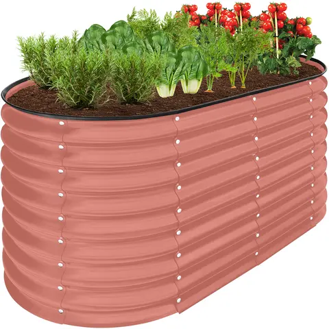 Best Choice Products 4x2x2ft Outdoor Raised Metal Oval Garden Bed, Planter Box for Vegetables, Flowers