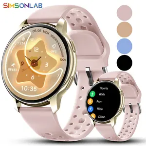 SIMSONLAB New Round-Style Fashion Sports Smart Watch, Photo Control, Smart Notifications, Music Switch, Wireless Calls, Multiple Style Watch Faces, iOS/android Compatible, Perfect Gift, Christmas Must-Have