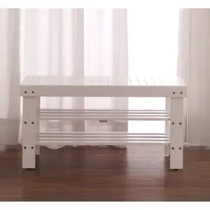 Pina Quality Solid Wood Shoe Bench, White Finish On-Site