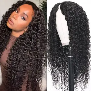 [NEW IN] Bling Hair 14-34" Deep Wave V Part Wig Human Hair No Leave Out No Glue Brazilian Deep Curly V Part Human Hair Wig For Wig Beginners