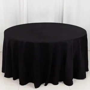 100% Cotton Round Tablecloth 120" Black Linen - Soft & Breathable Seamless Table Cover for Stylish Tablescapes