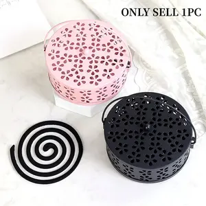 Modern Simple Iron Art Mosquito Coil Holder, Home Use Incense Tray, Fireproof Anti-Scald, Indoor Storage Box for Incense Burner