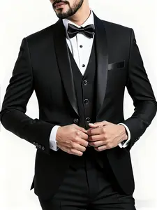 Men'S Three-Piece Suit, Large Size, Includes Suit Trousers, Formal Necktie, Wedding Attire, Vest, Work Outfit, Holiday Present, Halloween Costume, Formal Business Suit