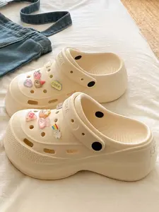 Cute Cartoon Platform Clogs, Soft Slippers - Soft & Comfy, Height Boost, DIY Charms, Casual Summer Shoes for Trendy Girls!