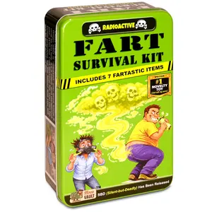 Funny Fart Survival Kit by Nova Vault - Hilarious Novelty Gift for Friends Family That Shart Fart. Comes with Whoopee Cushion, Flip Coin, Air Freshener, Nose Clip, Stickers, Badge, Jokes (Stink)