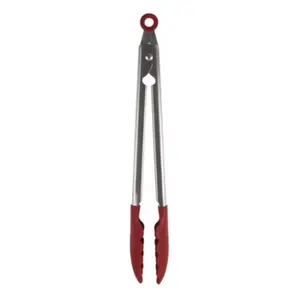 Stainless Steel with Silicone Tipped Tongs Red: Cooking Tongs, Locking Mechanism, Dishwasher-Safe