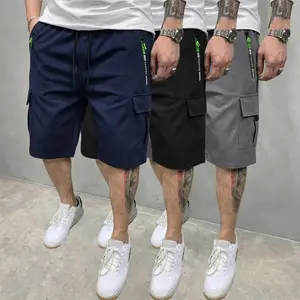 Men’s 3-pack summer American vintage cargo shorts with multiple pockets; mid-rise, loose fit, versatile, breathable, quick-drying casual bermuda shorts suitable for outdoor activities, commuting, and practical home office wear.