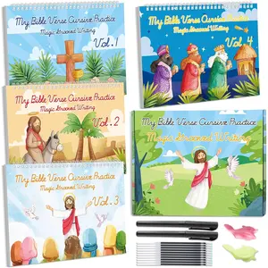 Magic Grooved Writing Practice Books for   Grooved Handwriting Workbooks for  Ages 3-8 Tracing  Magic Copybooks for Christian Sunday School Gifts Prizes(Cursive)
