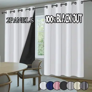 2 pieces, modern romantic and minimalist, with polyester material film lining, 100% full shading, heat insulation, noise reduction, sun protection, privacy curtains, top perforated hanging, suitable for bedrooms, dining rooms, living rooms, balconies