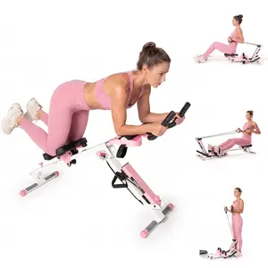 TOUSAINS Foldable Ab Workout Machine with LCD Monitor - Smart Six Pack Abs Trainer, Adjustable Height & Resistance for Full Body Home Workout, Core & Cardio Fitness Equipment