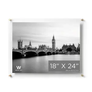 18x24" Photo Floating Acrylic Clear Picture Frame (Frame Size 21x27")