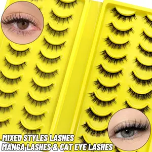 20 Pairs Natural Look Eyelashes Soft Wispy Effectt Faux Mink Eyelashes Self Adhesive Lashes Lightweight Fuzzy False Eyelashes Short Wispy Fake Lashes C Curl Lashes,,Suitable For Daily Life,Trendy Versatile Stylish Lashes