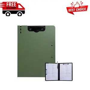 A4 Foldable Clipboard Folder with Horizontal and Vertical Double Metal Clips, Green