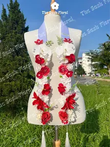 Handmade Floral Ribbon Lei Stole – Personalized Graduation Sash for Seniors
